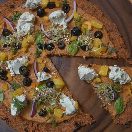 RAW Vegan Loaded PIZZA Recipe (With Carrot Pulp Crust!)
