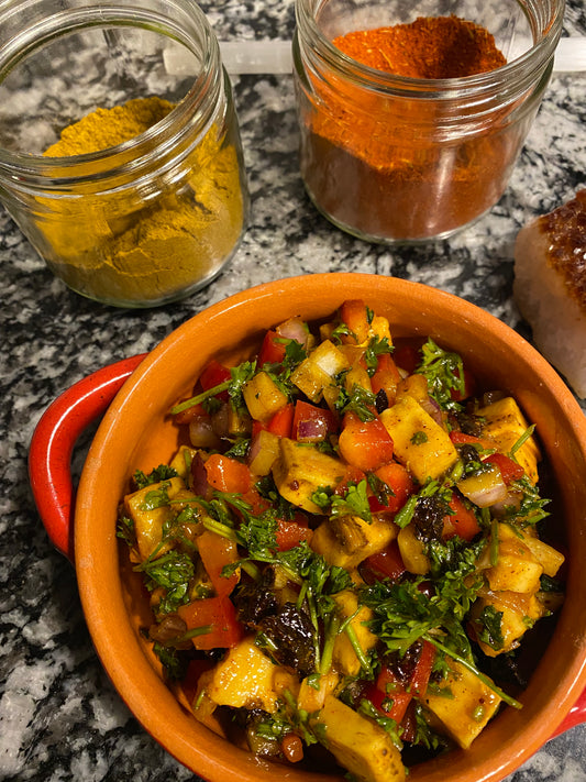 (RAW VEGAN) RICH Curry Plantain Salad Recipe